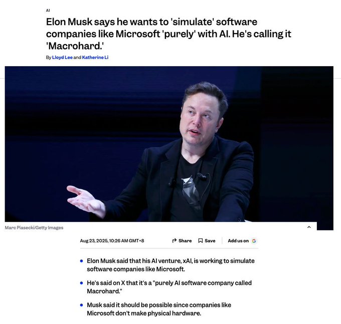 Elon Musk Launches Macrohard AI-Run Software Company Under xAI