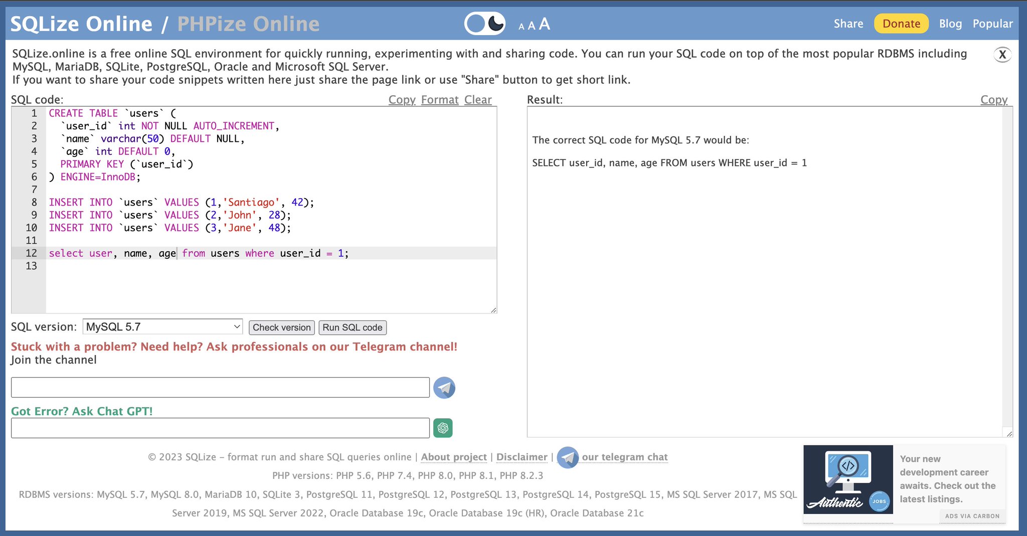 ChatGPT Button Explains SQL Query Fixes Across Multiple Databases