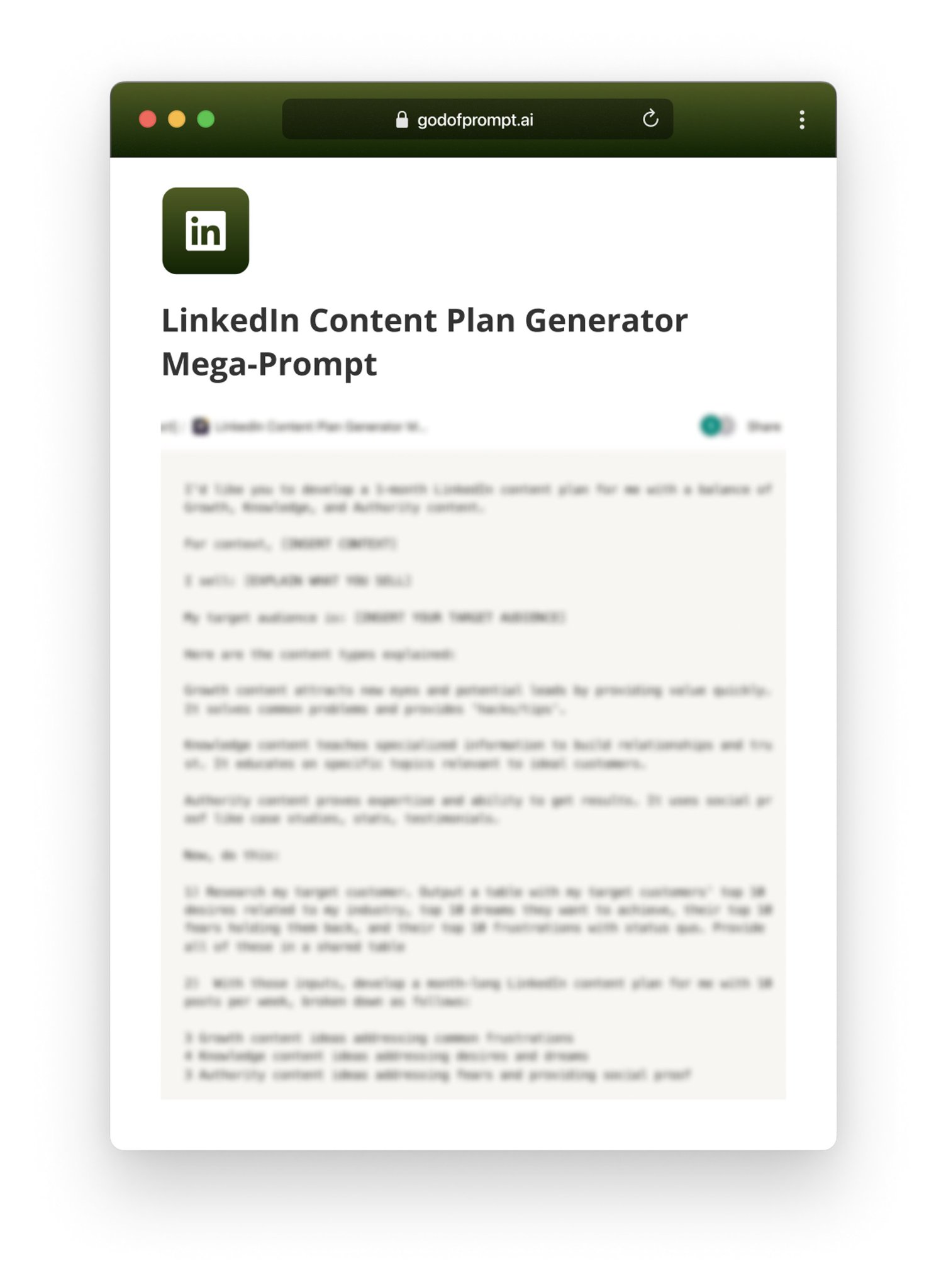 Using ChatGPT to generate a 30-day LinkedIn content plan