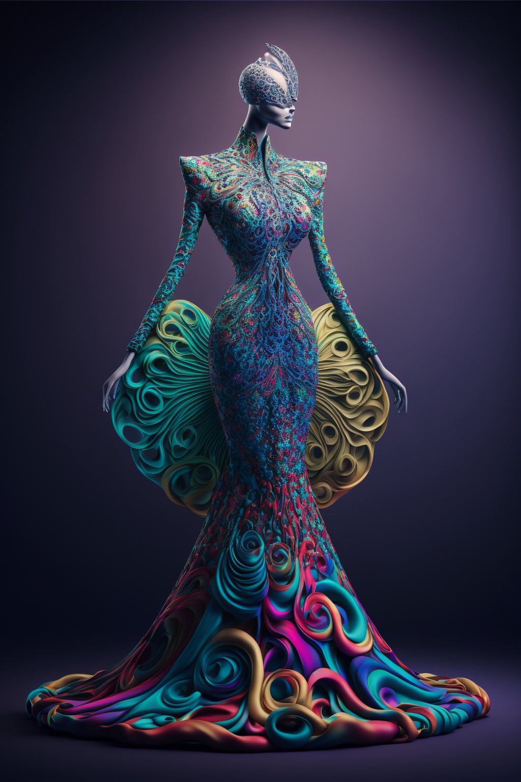 AI-Generated Couture Gown Inspired by Psychedelic Aesthetics