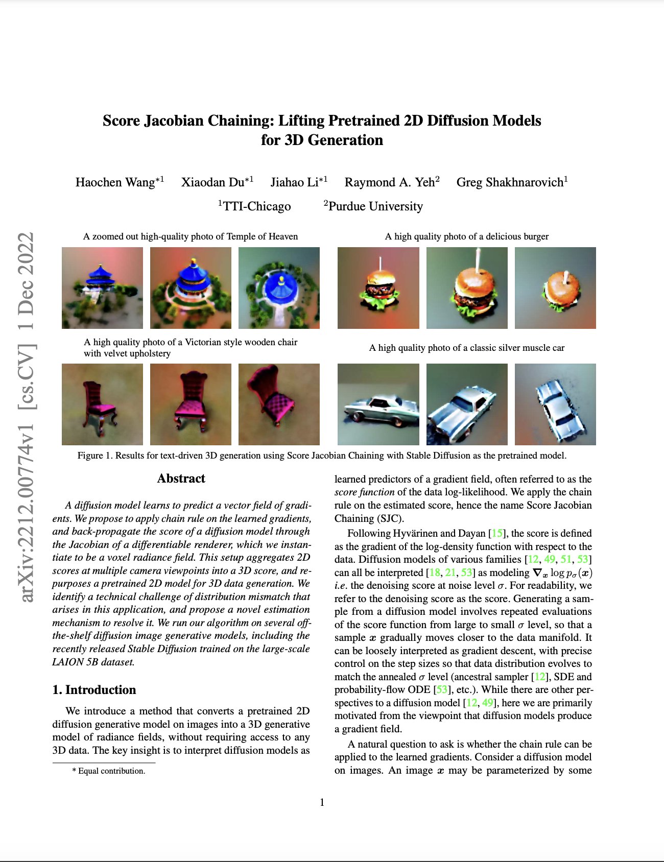 Jacobian Chaining Lifts 2D Diffusion Models for 3D Generation