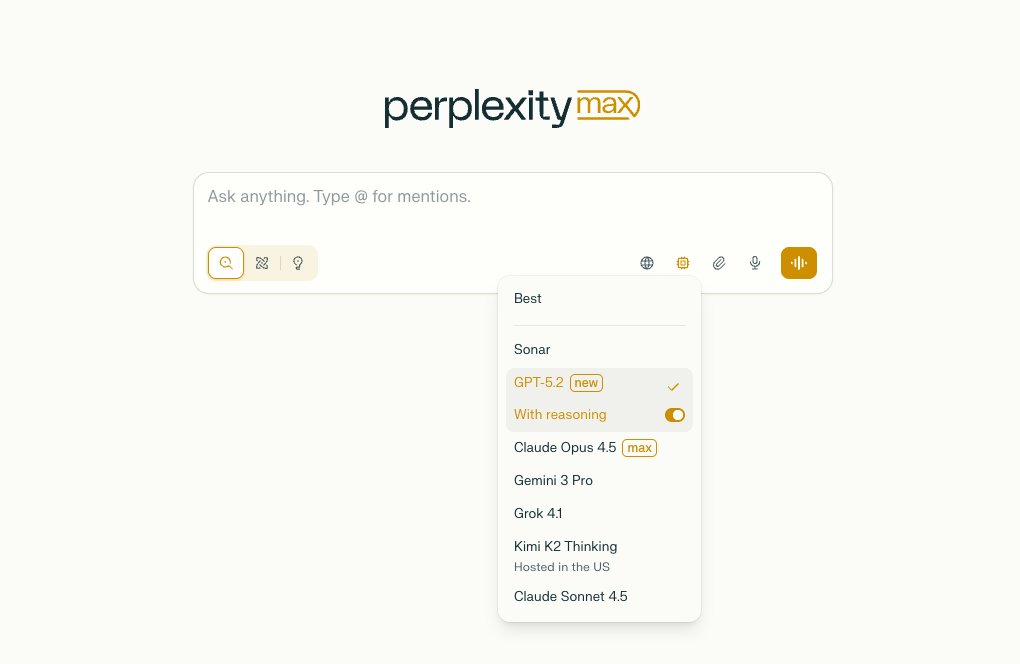 GPT-5.2 Now Available for Perplexity Pro and Max