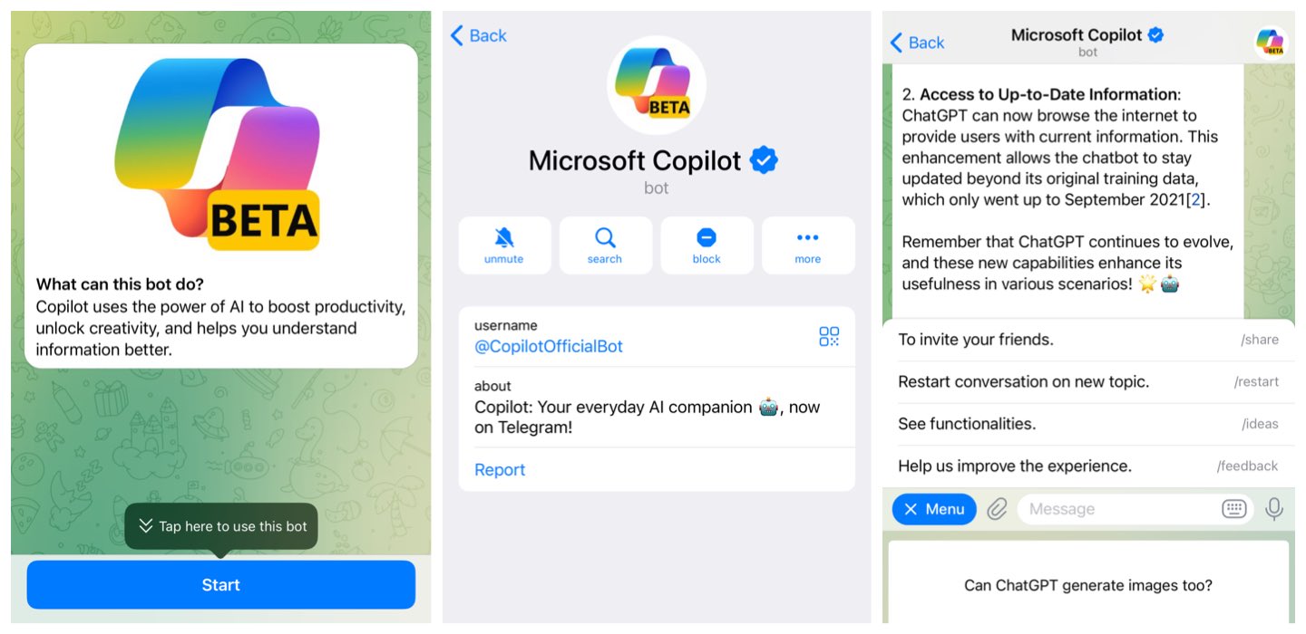 Microsoft Copilot Beta Testing Telegram Integration