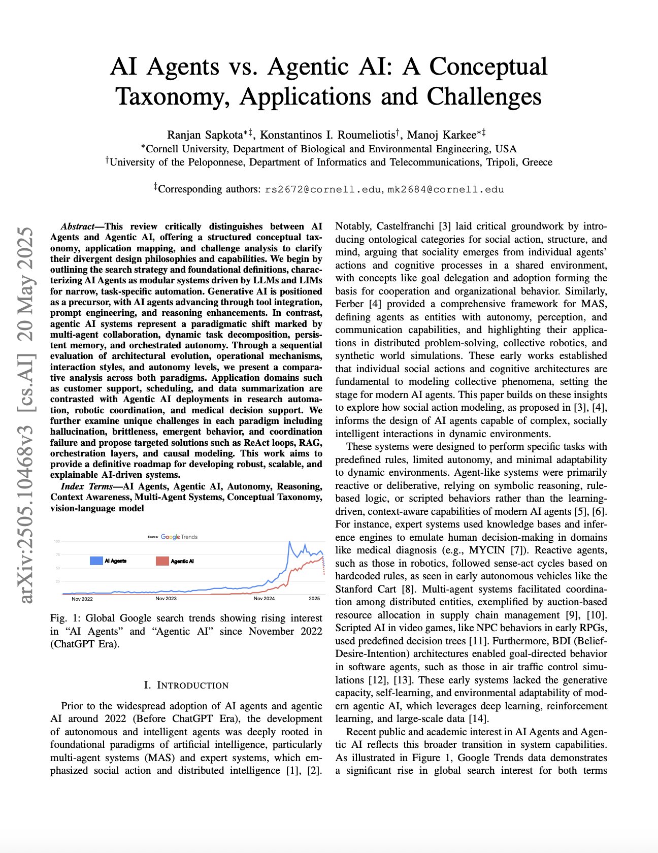 AI Agents vs Agentic AI: Conceptual Taxonomy and Applications