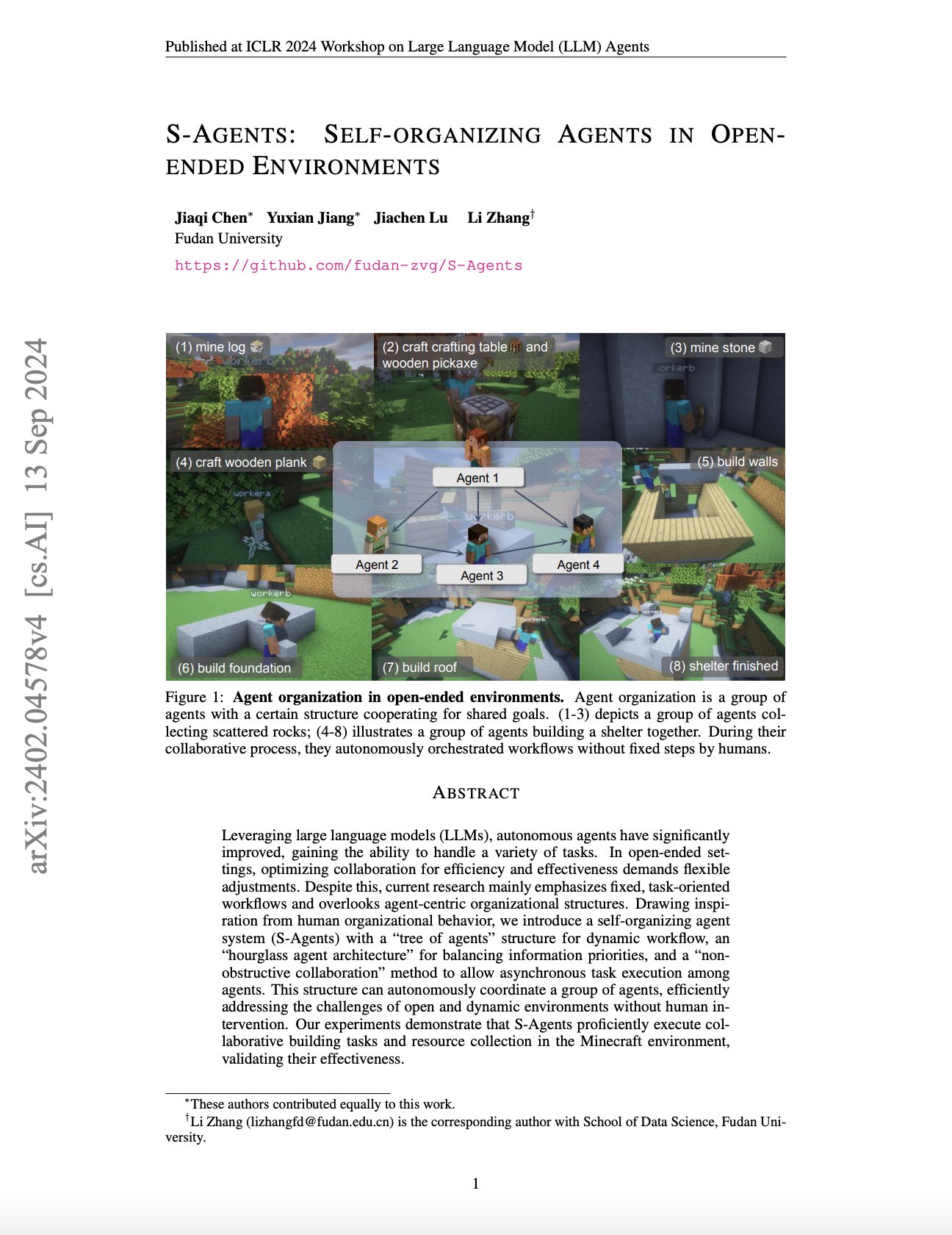 Self-Organizing Agents in Open-ended Environments
