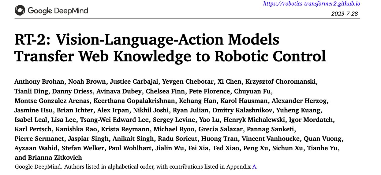 RT-2 Robotics Transformer: Vision and Language to Action Model