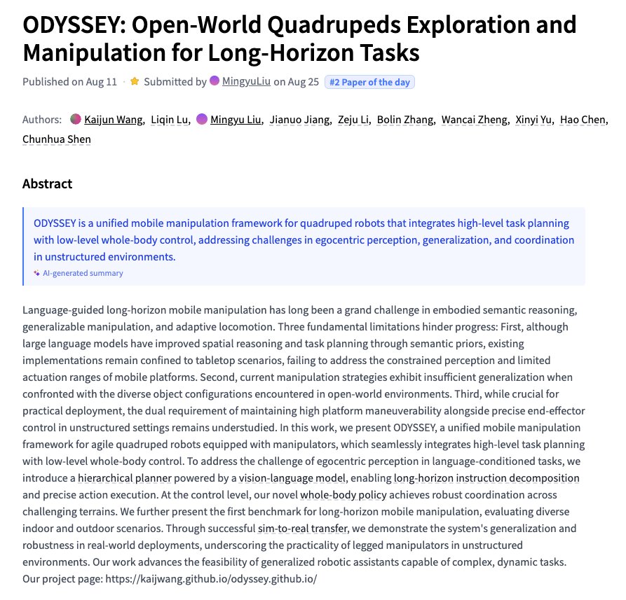 ODYSSEY: Open-World Quadrupeds Exploration and Manipulation Framework