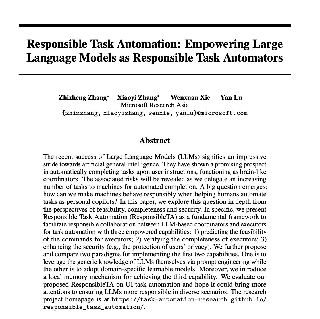 Responsible Task Automation Empowering Large Language Models