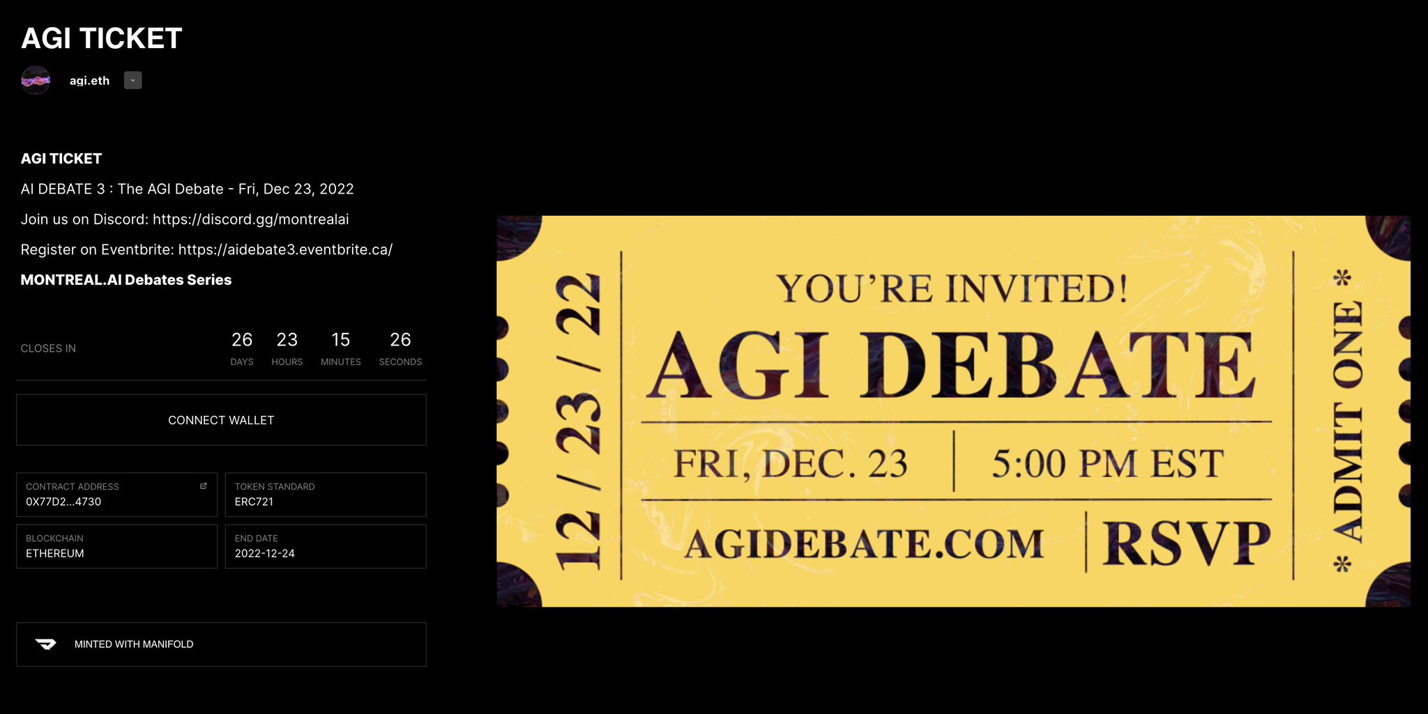 AGI Ticket NFT Free Release Announcement