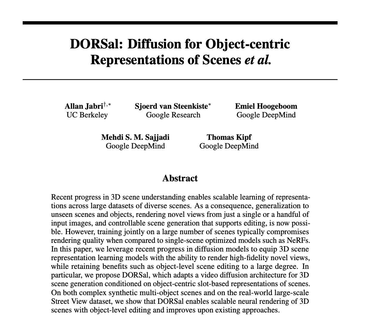 DORSal: Diffusion for Object-centric Scene Representations