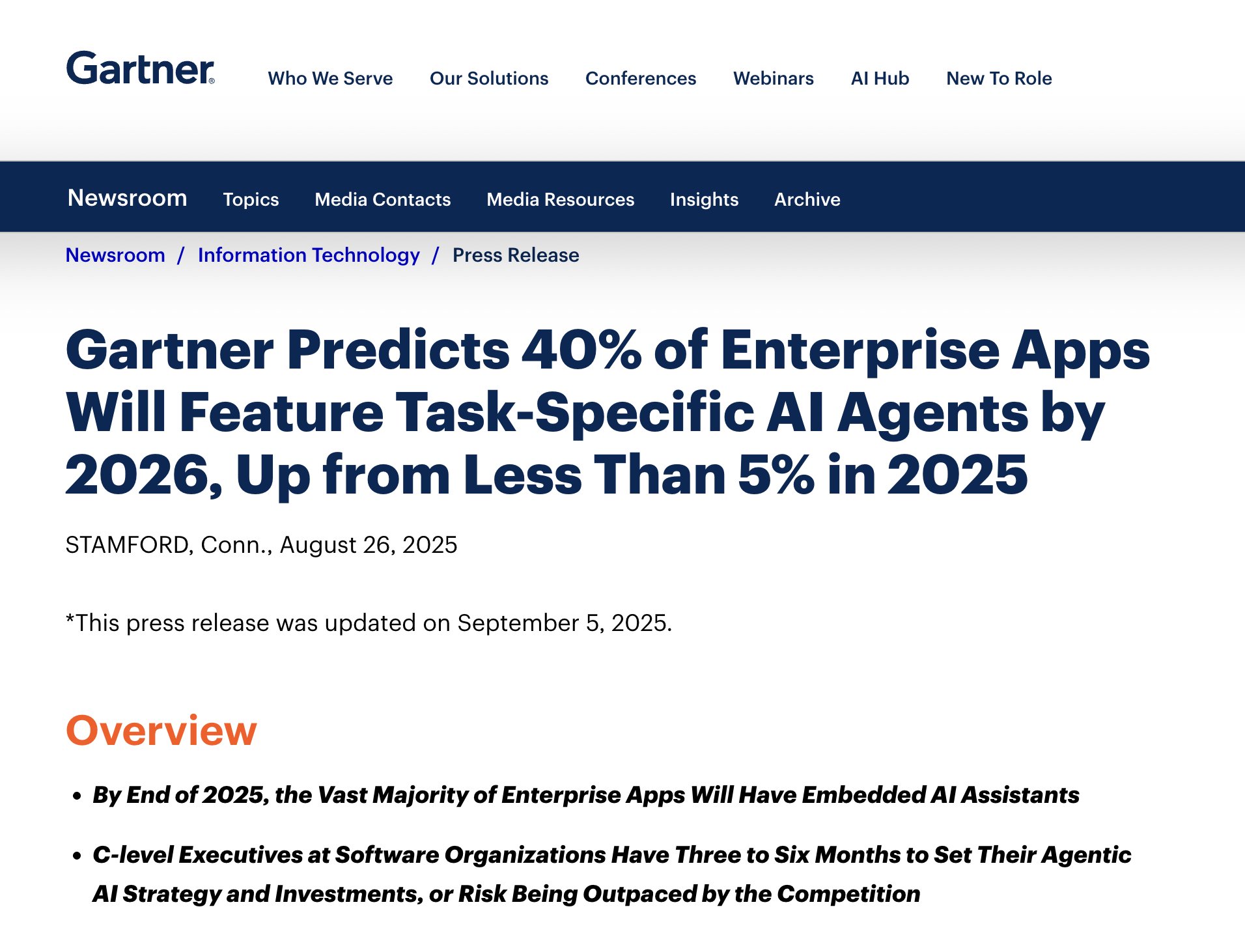 Gartner: 40% of enterprise software will have AI agents by 2026