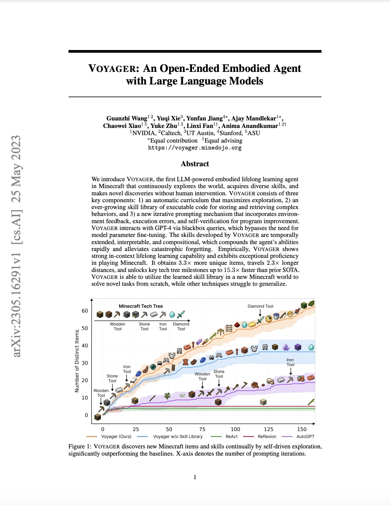 Voyager: Open-Ended Embodied Agent with Large Language Models
