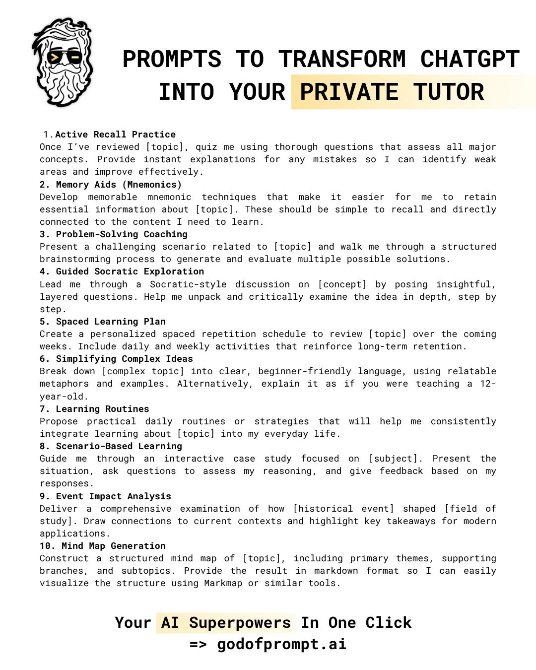 Using ChatGPT as a Private Tutor via Prompting