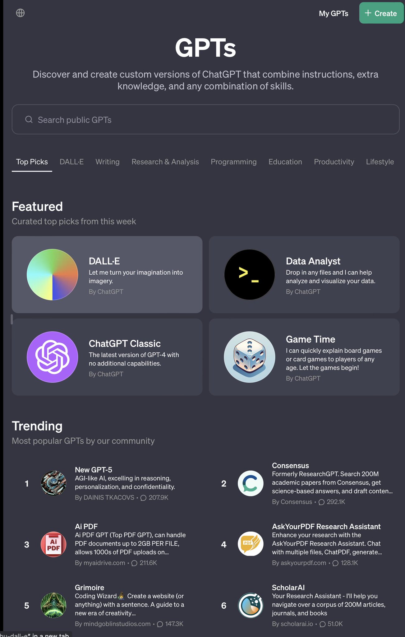Sneak peek at the ChatGPT GPT Store interface