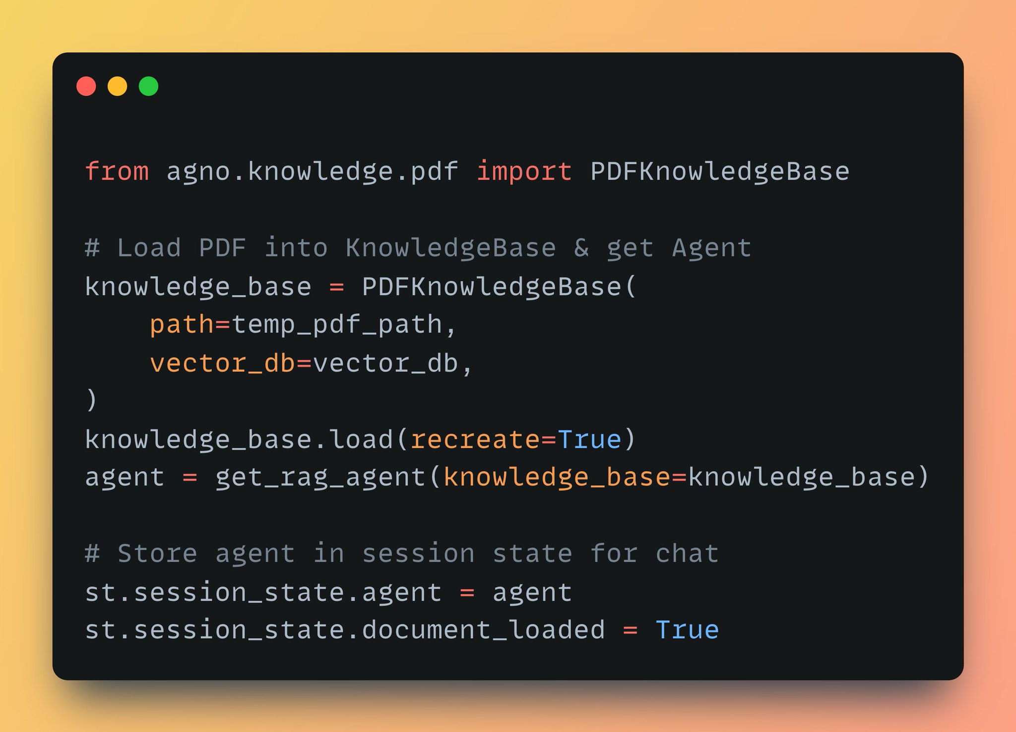 Loading Knowledge Base and Initializing RAG Agent for PDF Processing