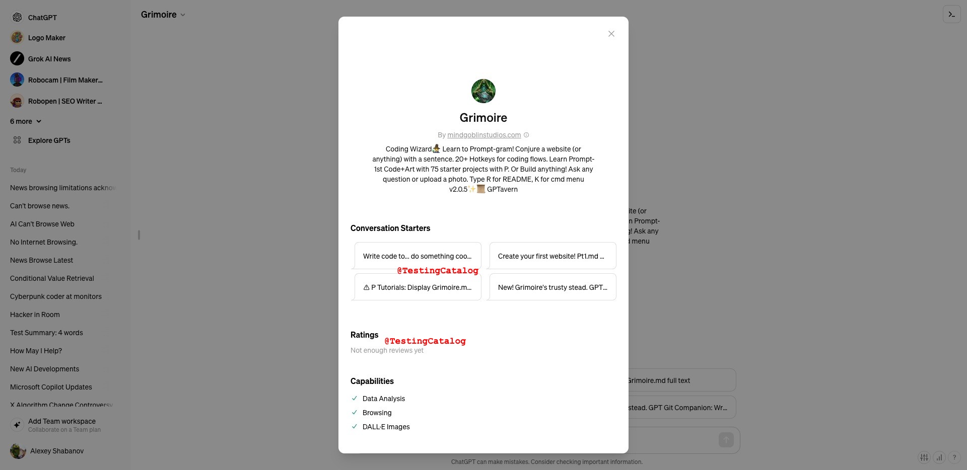 New ChatGPT interface features and GPT rating system experiments