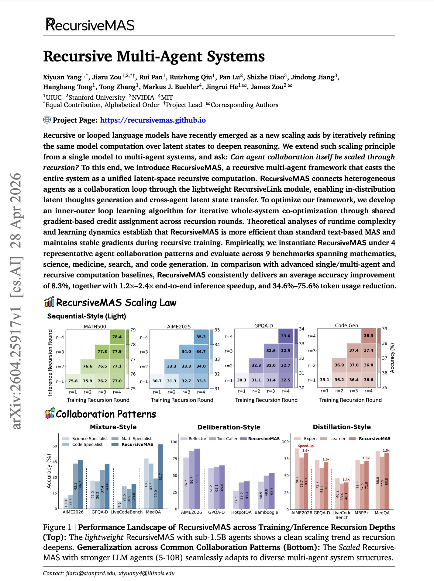 New Paper Introduces Recursive Multi-Agent Systems