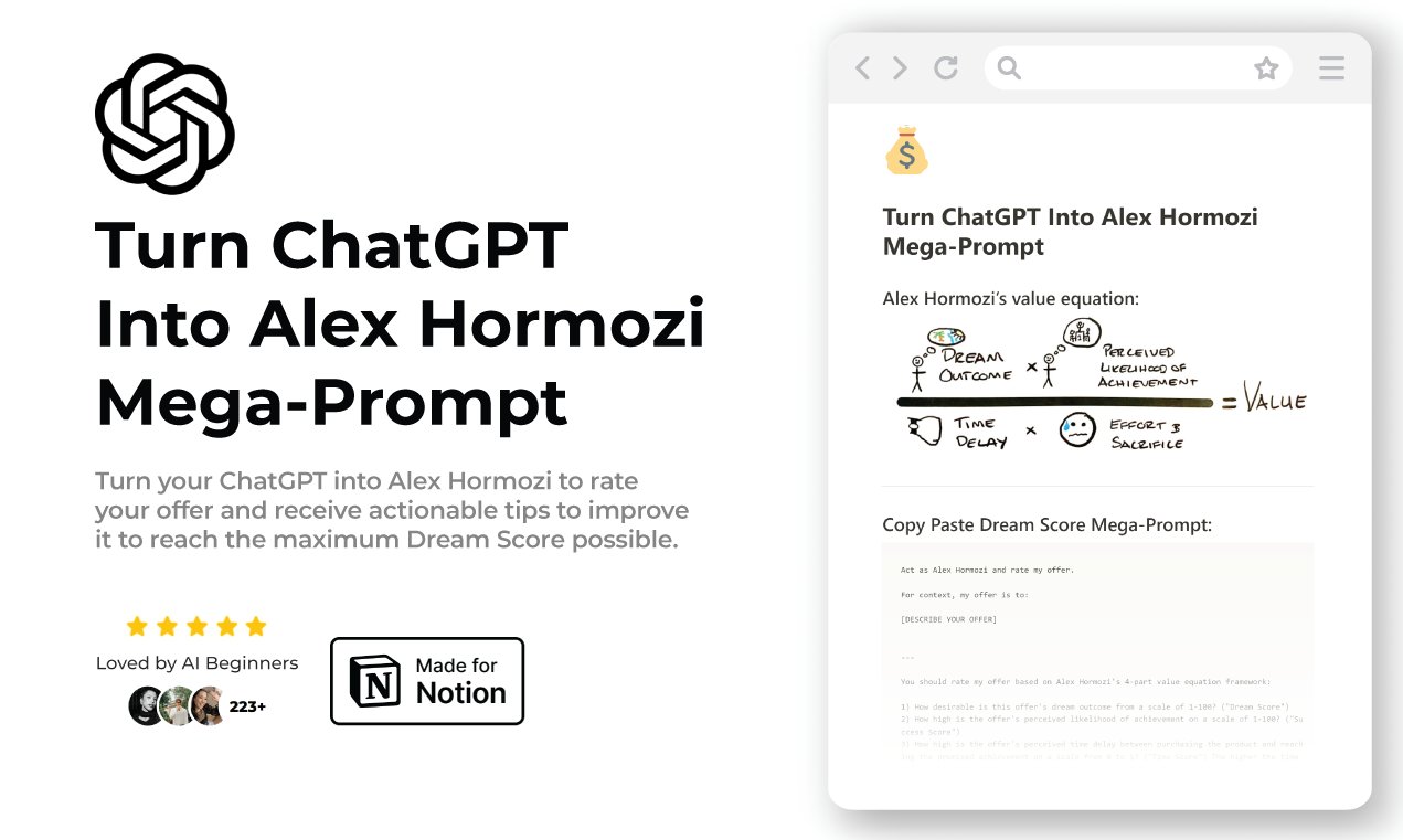 Creating an Alex Hormozi business advice mega-prompt for ChatGPT