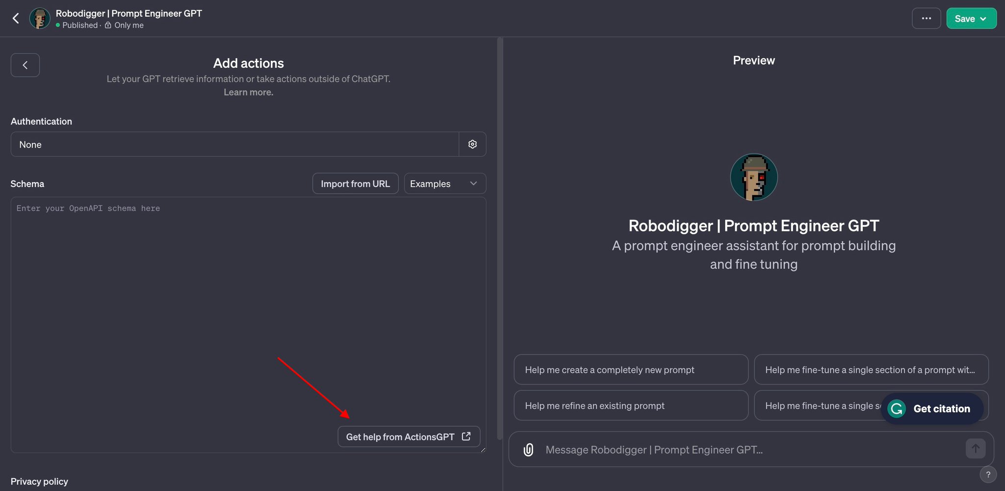 New shortcut for ActionsGPT on ChatGPT