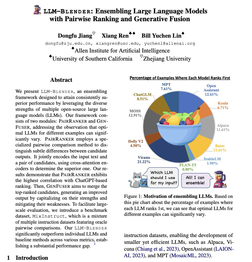 LLM-Blender: Ensembling Large Language Models with Pairwise Ranking