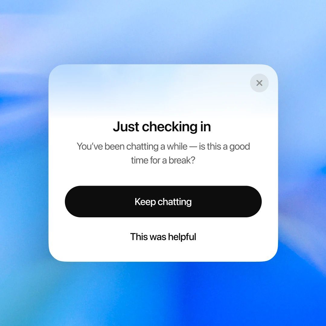 OpenAI to implement ‘break time’ check in ChatGPT