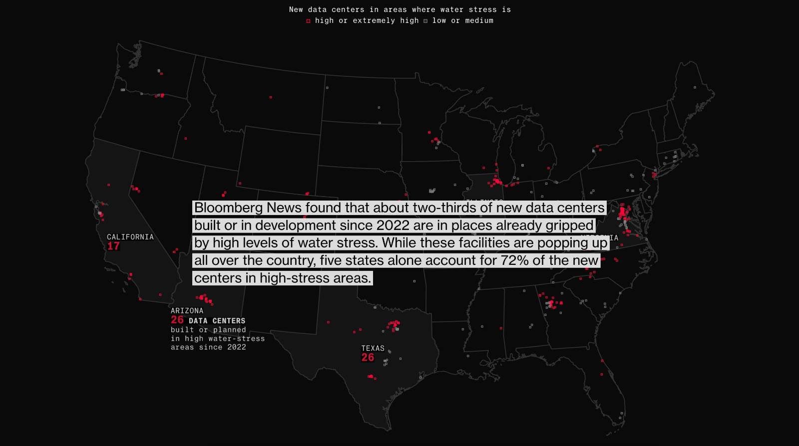 Data Centers Expansion Worsens Water Stress in Already Stressed Regions