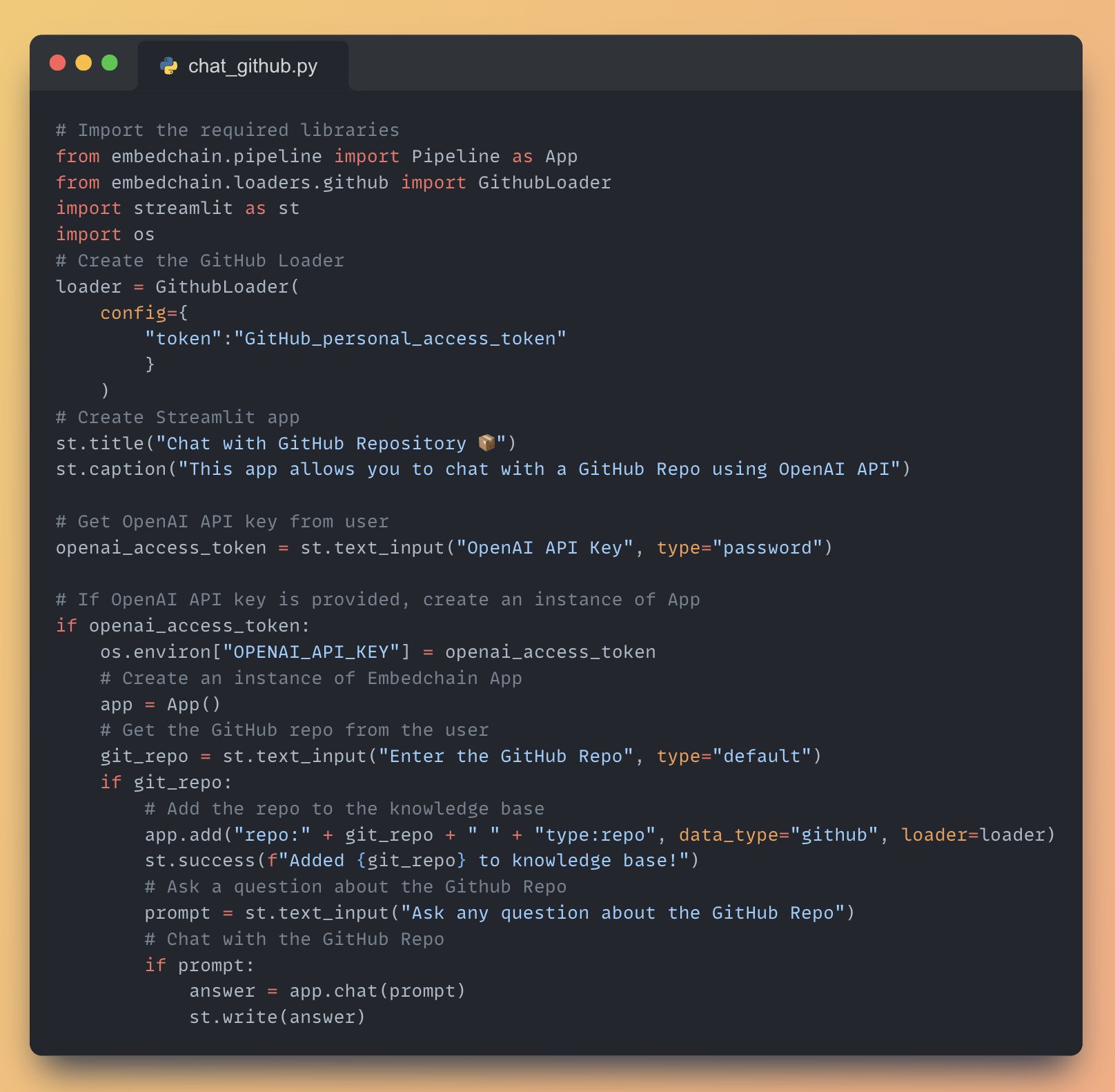 Full RAG Application Code for GitHub Repository Chat