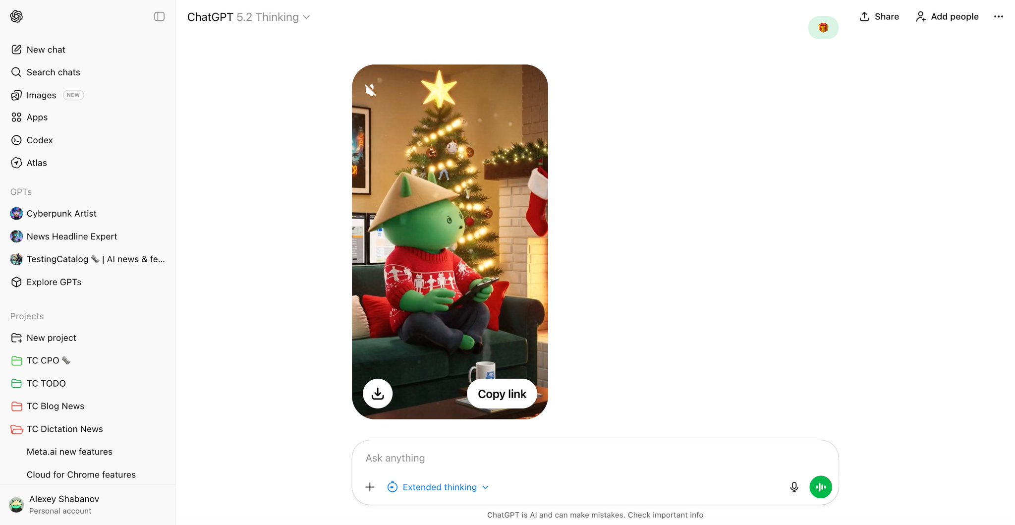 Using ChatGPT to generate personalized Sora holiday videos
