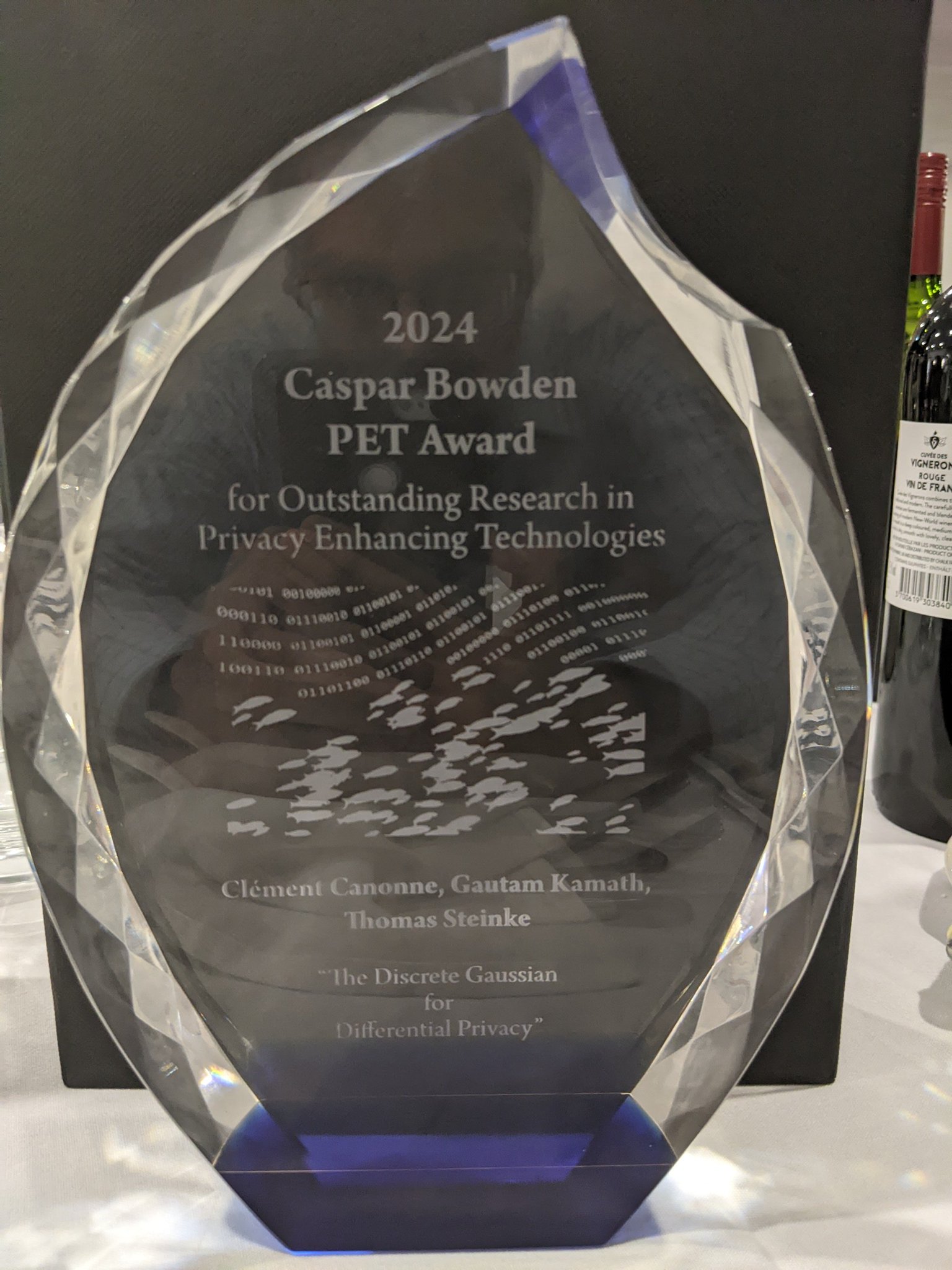 Discrete Gaussian Differential Privacy Wins Caspar Bowden Award