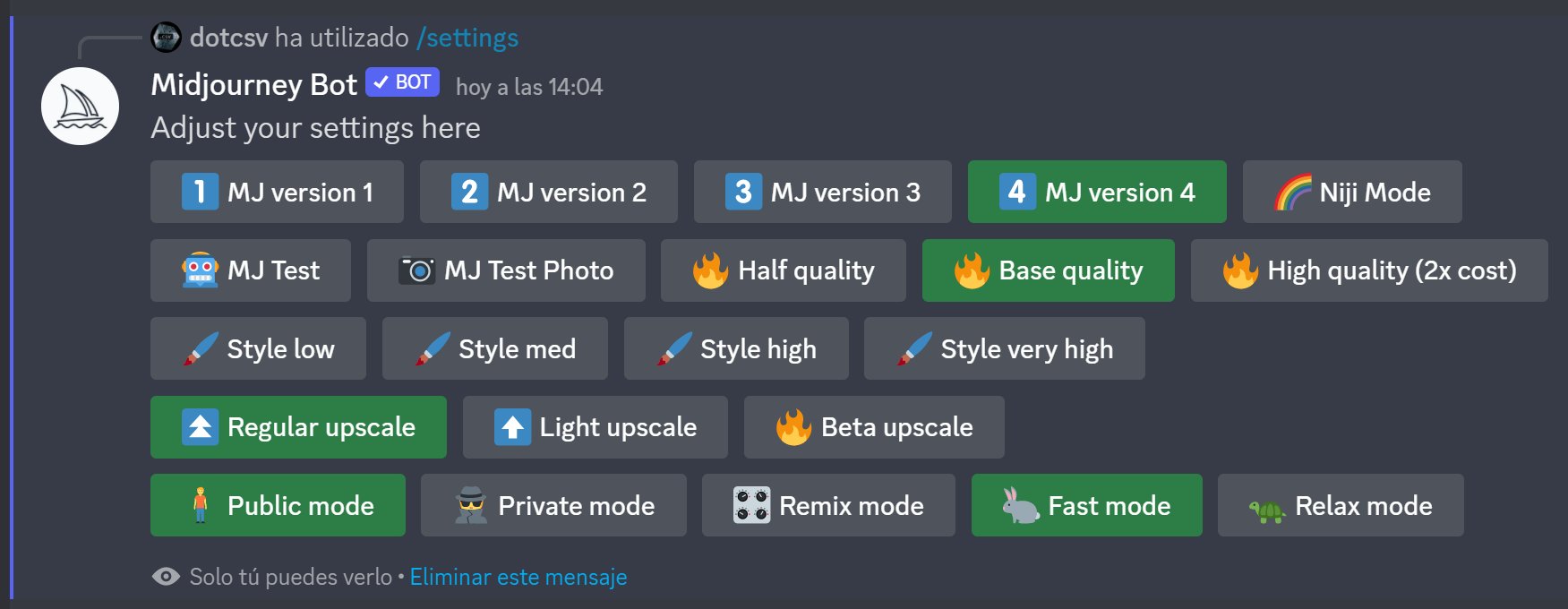 Midjourney Configuration Guide: Default Parameters and Settings