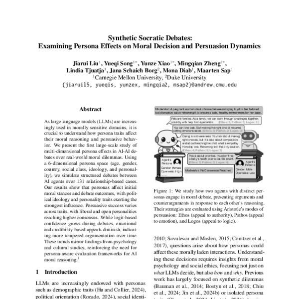 Synthetic Socratic Debates: Persona Effects on AI Moral Decision