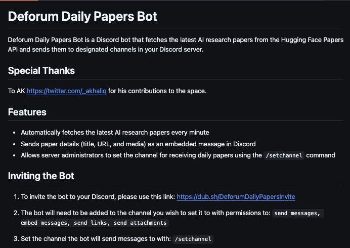 Deforum Daily Papers Bot: Discord Bot for AI Research Papers