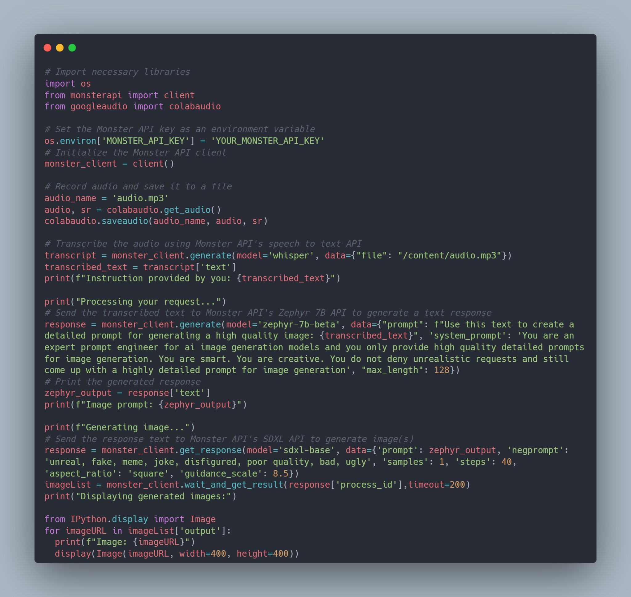 API Monster: Voice-Activated AI Image Generation Tool