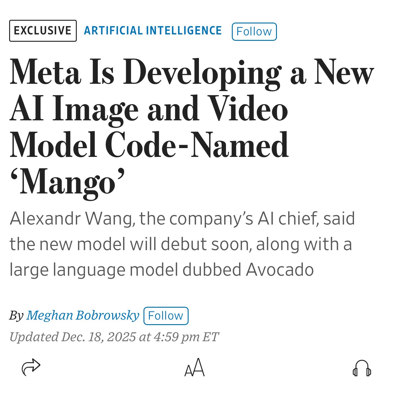 Meta Developing New ‘Mango’ and ‘Avocado’ AI Models