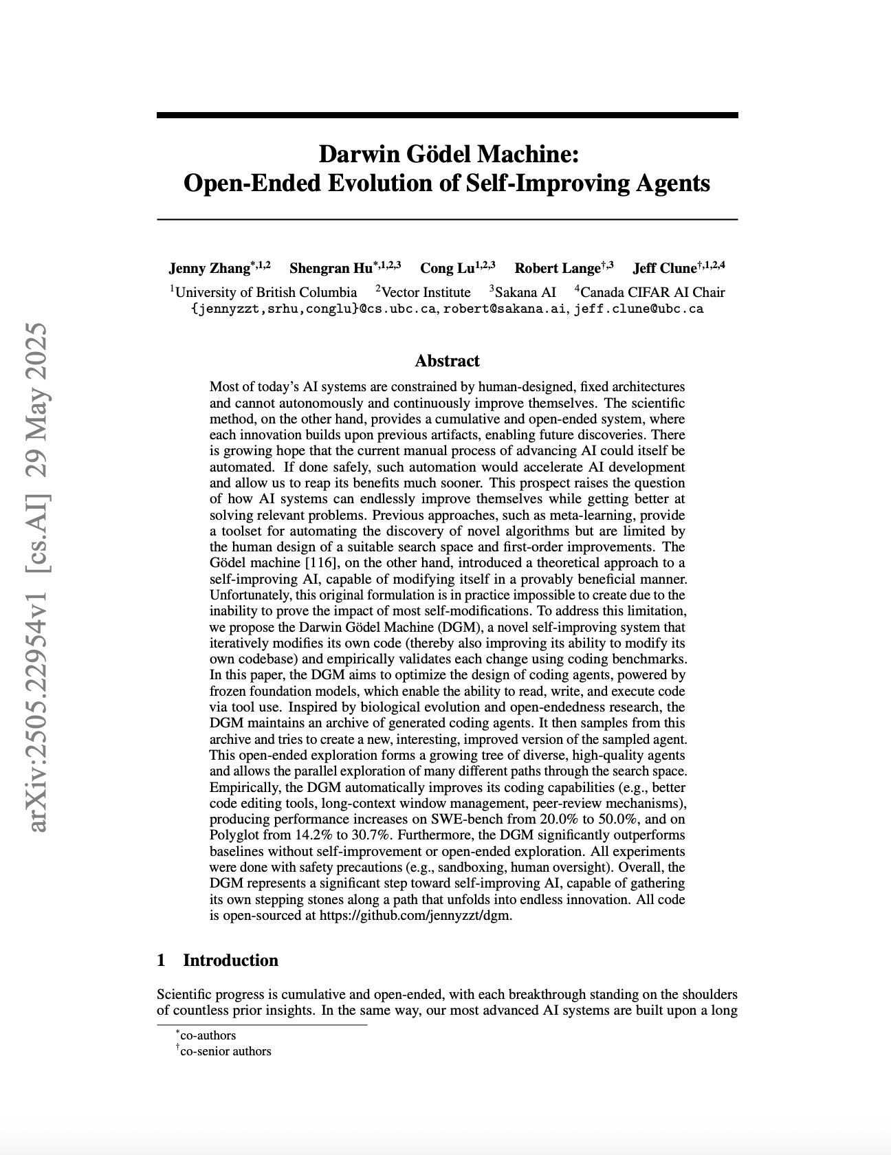 Darwin Godel Machine: Self-Improving Agents Evolution
