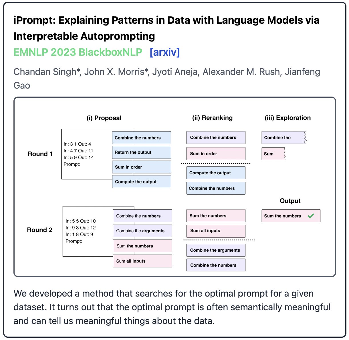 Research on Language Model Interpretability and Prompt Engineering at EMNLP2023