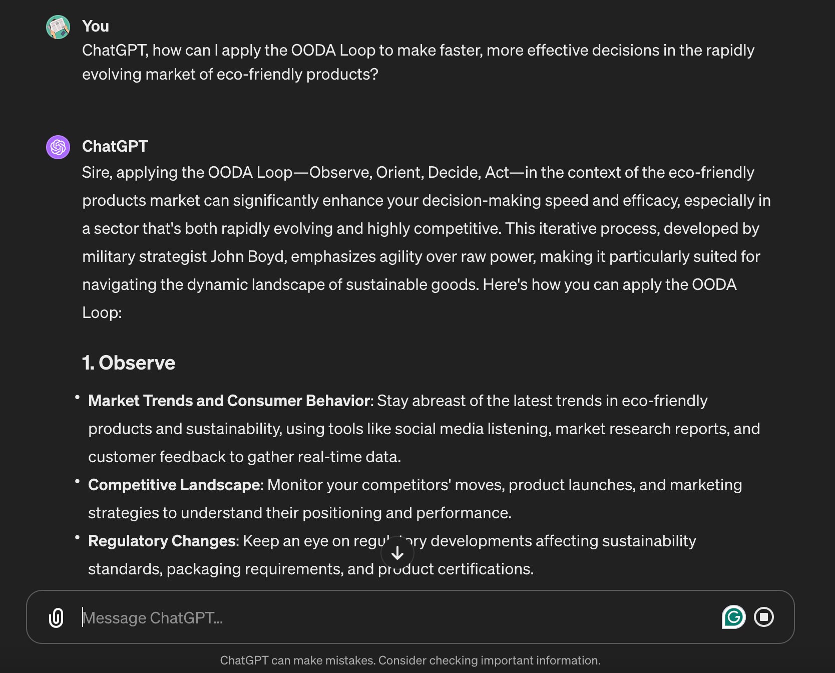 Applying the OODA Loop for decision-making with ChatGPT