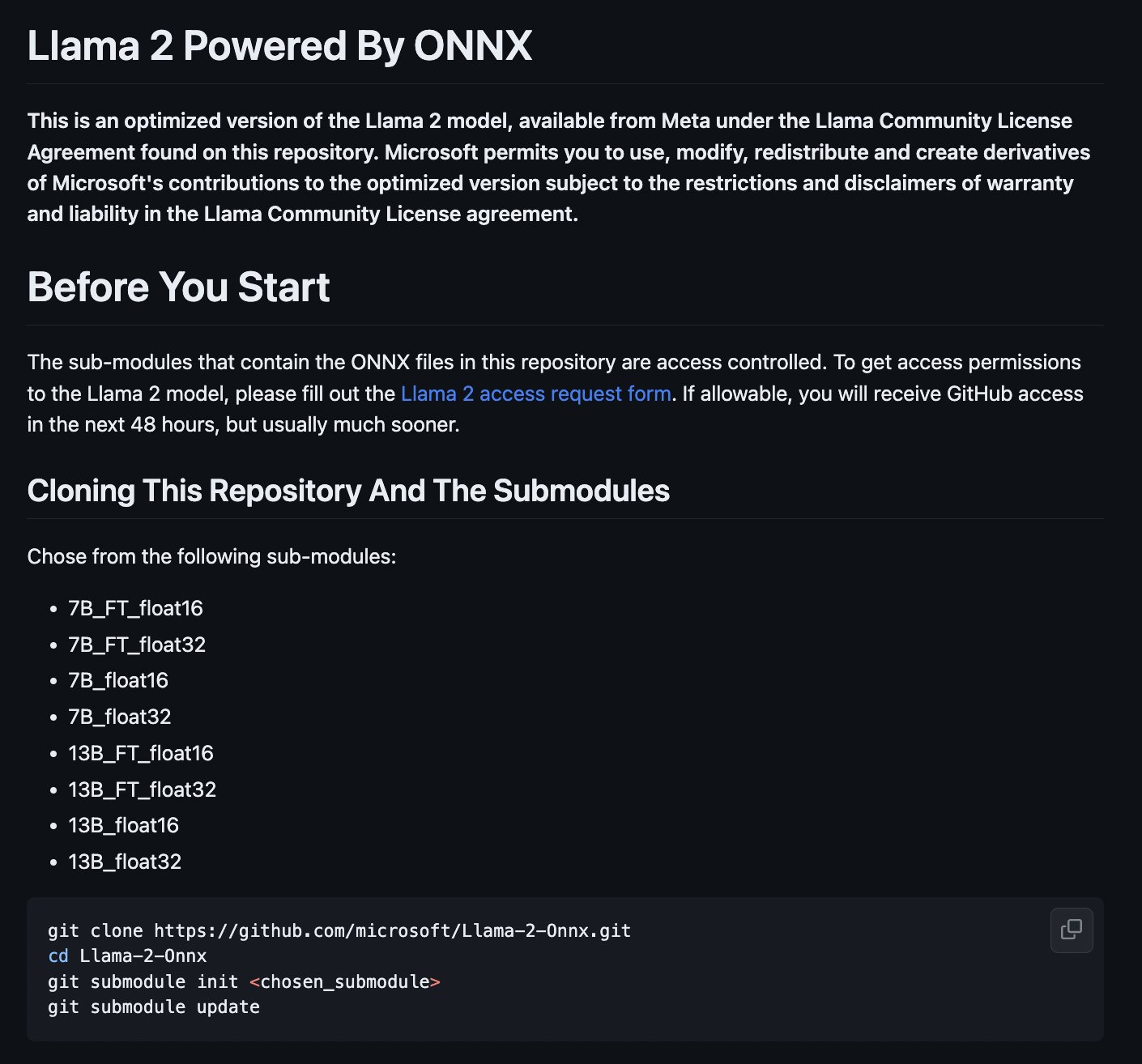 Microsoft releases optimized Llama 2 ONNX model version