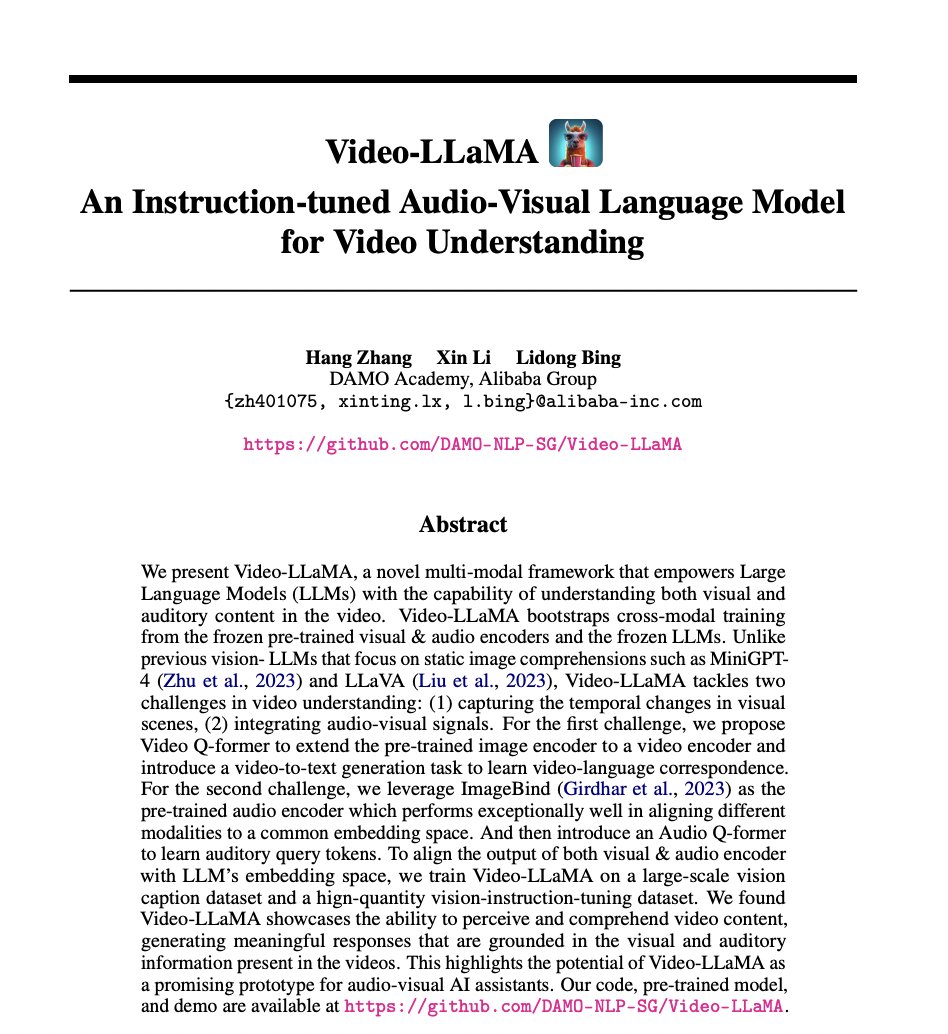 Video-LLaMA: Multi-modal Framework for Audio-Visual Understanding