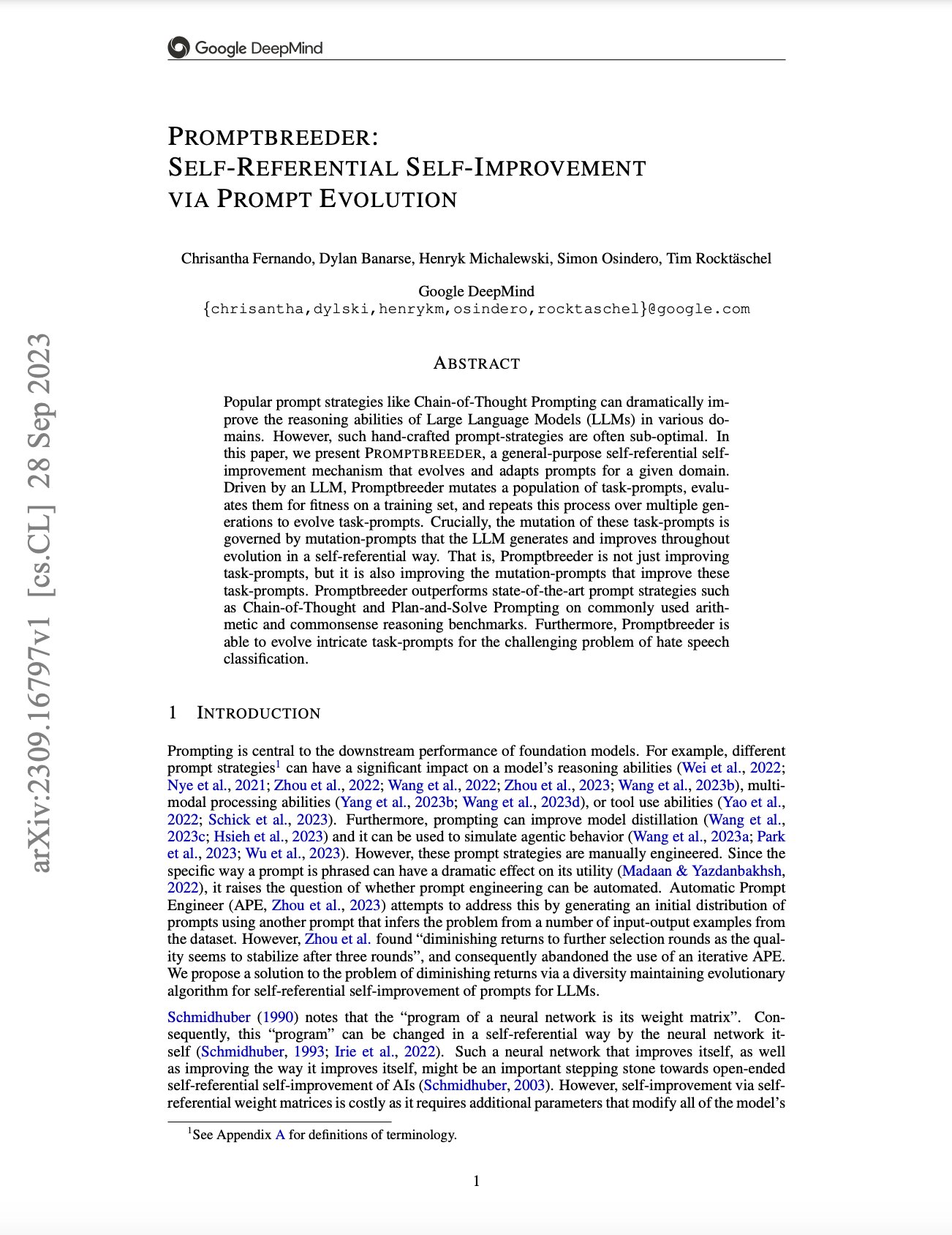 Promptbreeder: Self-Referential Self-Improvement Via Prompt Evolution