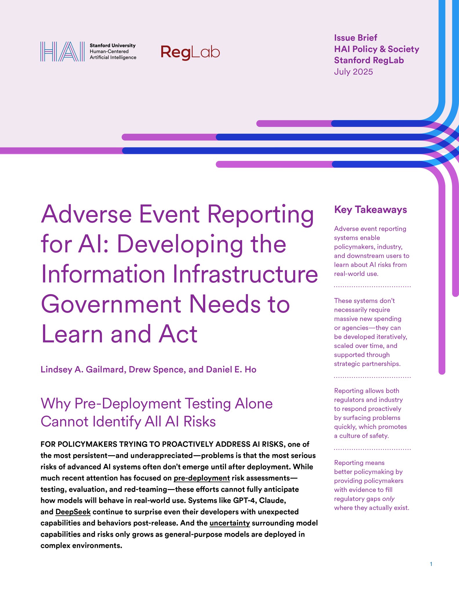 AI Adverse Event Reporting Systems: Policy Recommendations