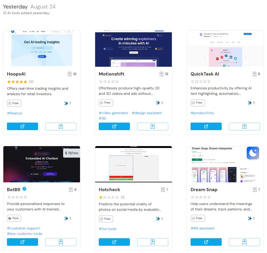 Top AI Tools Published Yesterday