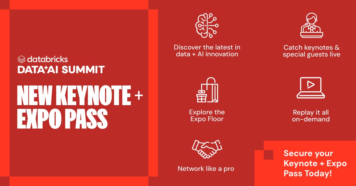 Databricks Data AI Summit Keynote and Expo Pass Available