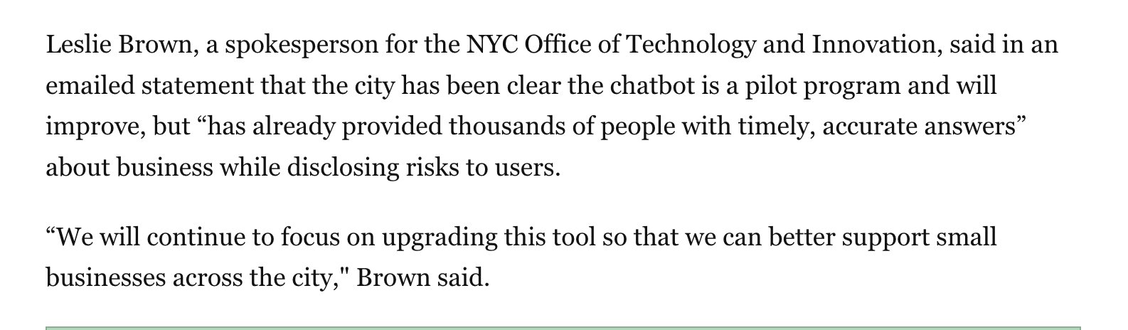 NYC AI Chatbot Spreads False Information to Small Businesses