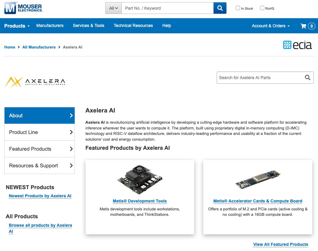 Axelera AI Hardware Now Available Through Mouser Electronics