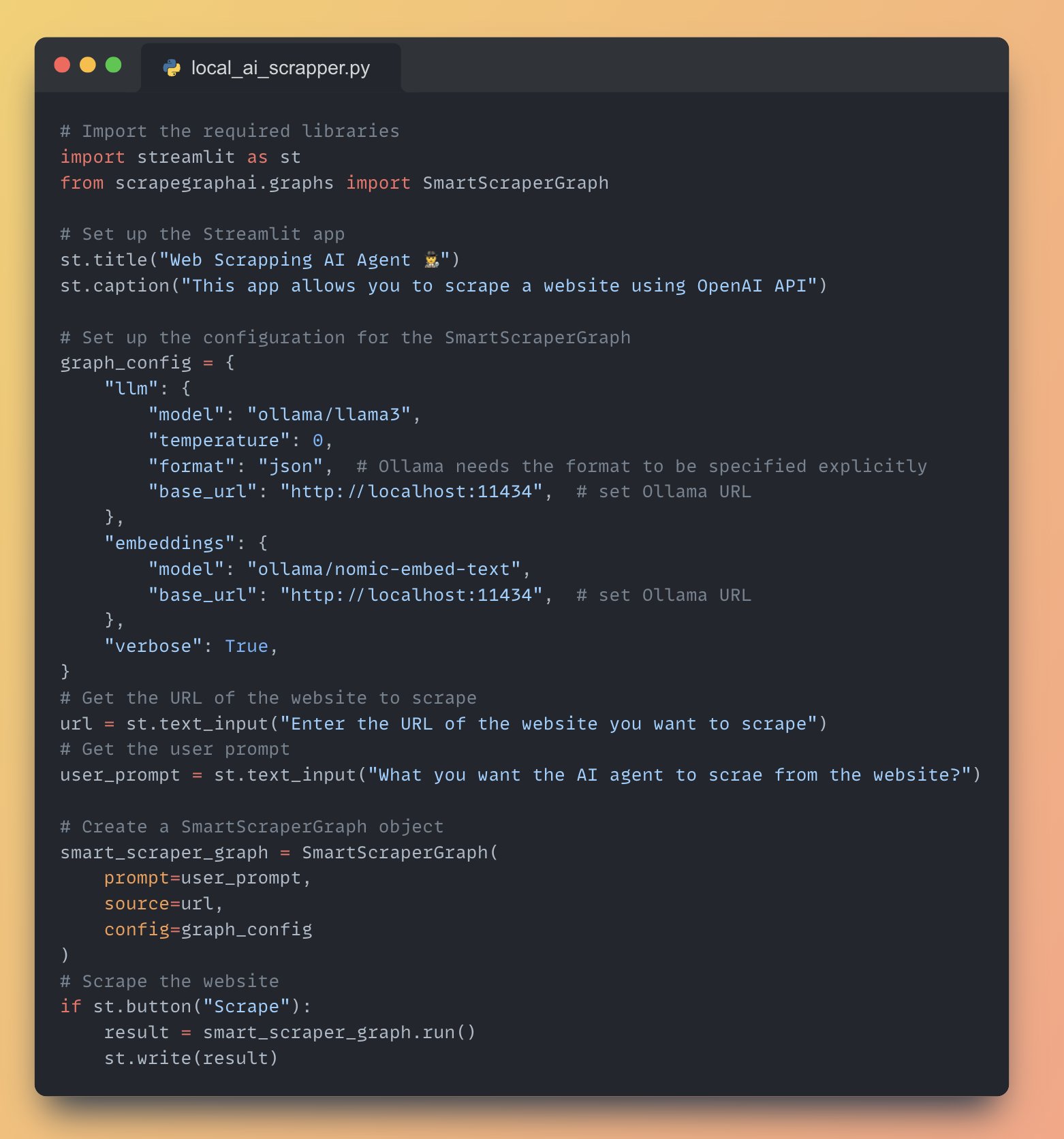 Web Scraper AI Agent with Local Llama-3 Using Ollama