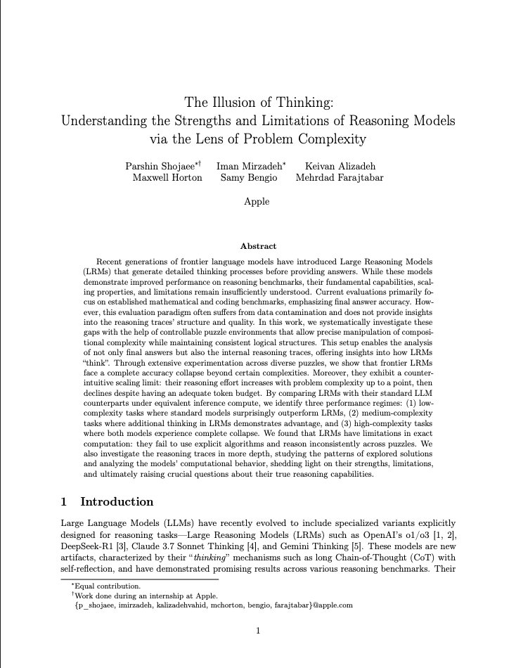 Apple’s Paper Confirms Year-Long Observations About Thinking Models