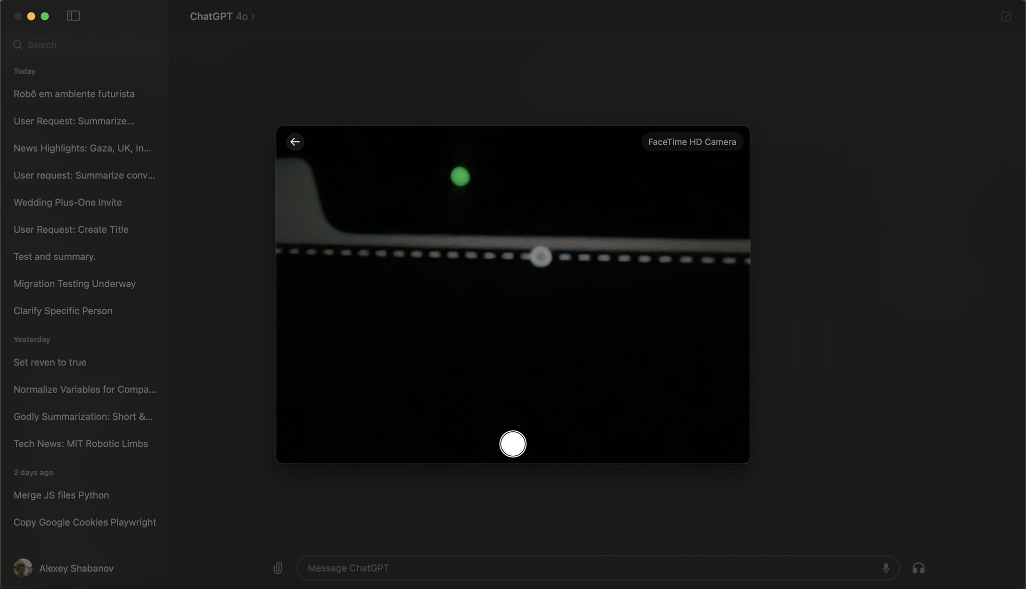 ChatGPT desktop app to support FaceTime camera integration for multimodal sharing