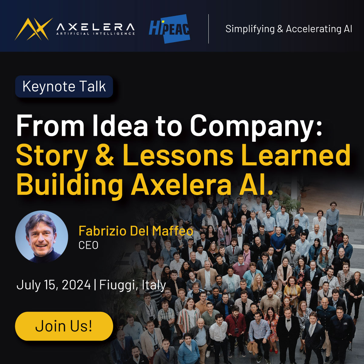 Axelera AI CEO keynote at ACACES2024 in Italy