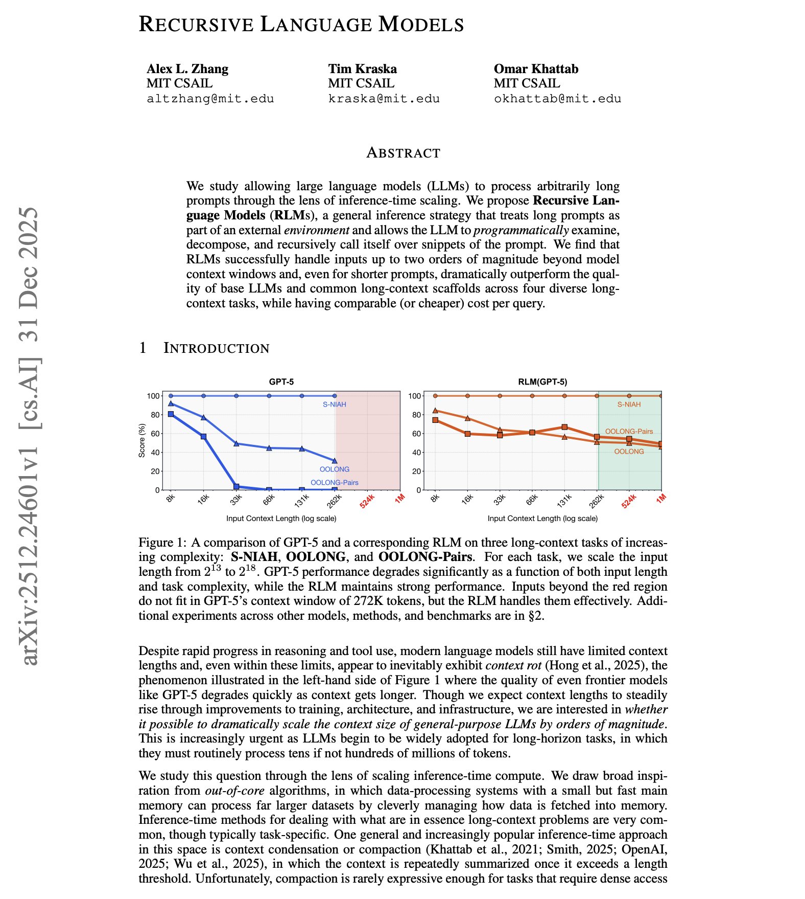 Recursive Language Models: Extended Context Processing Strategy